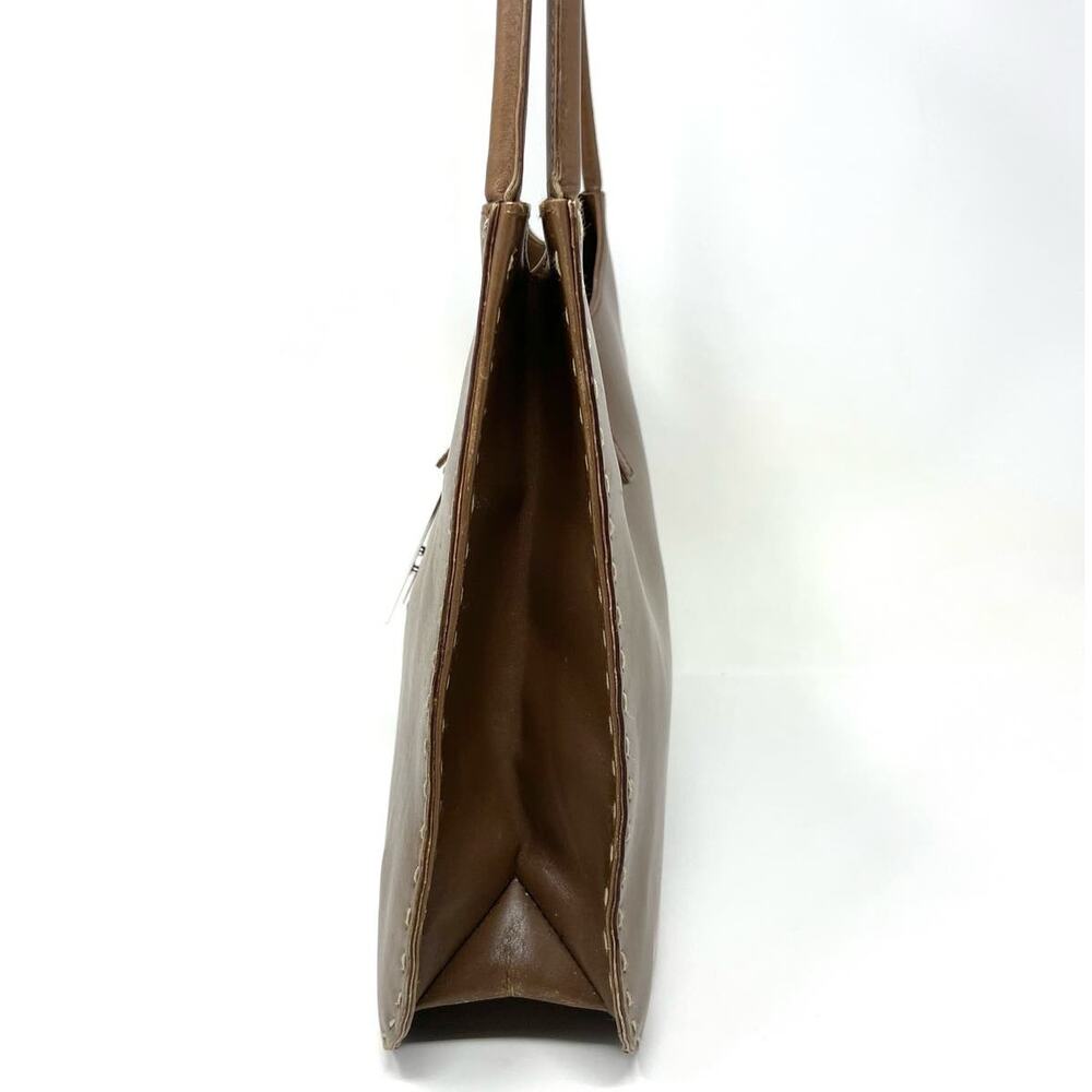 Gucci Vintage Brown Leather Topstitch Shoulder Hobo Bag Purse - Picture 7 of 16